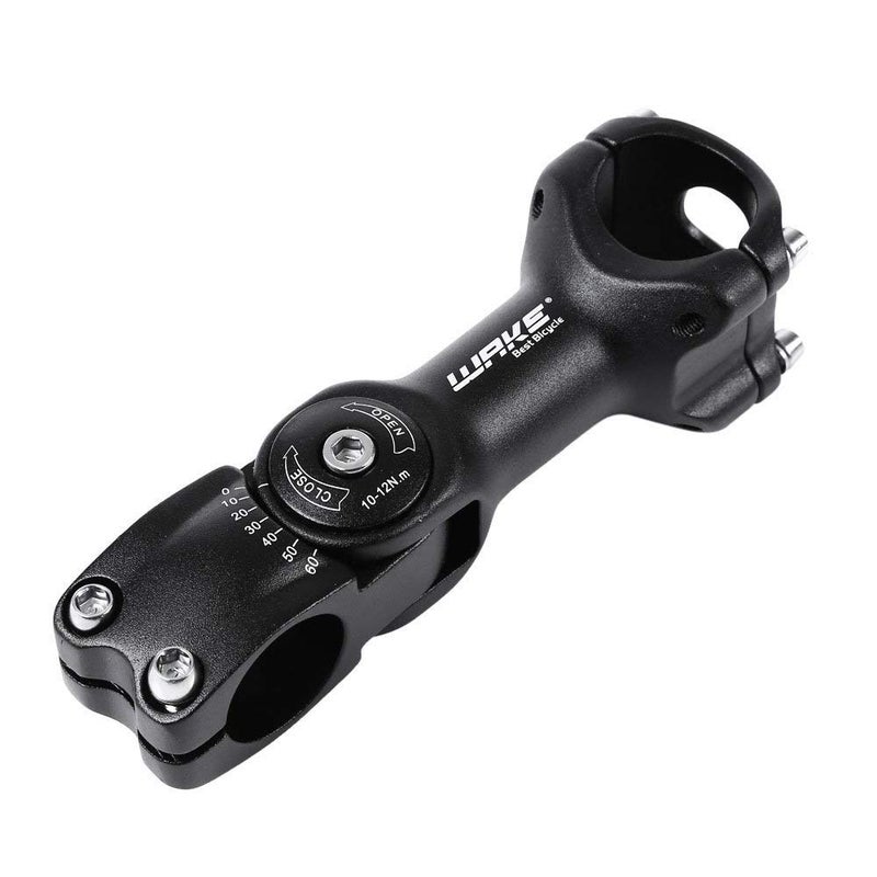 WAKE MTB Stem 25.4 90mm 110mm 0-60 Degree Adjustable Bike Stem Mountain Bike Stem Short Handlebar Stem for Most Bicycle, Road Bike, MTB, BMX, Cycling (Aluminum Alloy, Lightweight, Black) (25.4*110mm) - Image 1